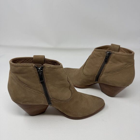 Frye Boots Womens Size 7M Suede Pointed Toe Zip Western Ankle Stacked Heel Shoes - Picture 6 of 9